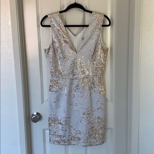 Gold white sequin cocktail Dress the Population